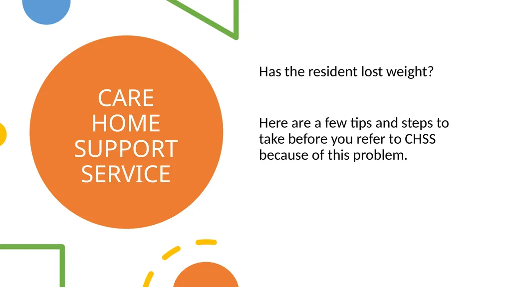 CHSS NUTRITION IN CARE HOMES- A TEAM APPROACH - slide 2 of 12
