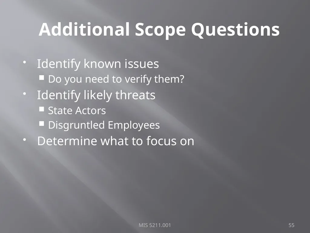 Intro to Ethical Hacking MIS 5211.001 Week 1 Site: - slide 55 of 73