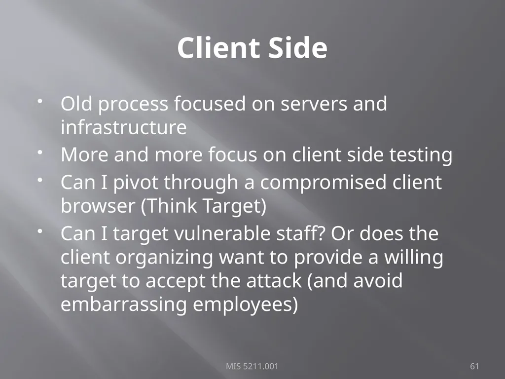 Intro to Ethical Hacking MIS 5211.001 Week 1 Site: - slide 61 of 73