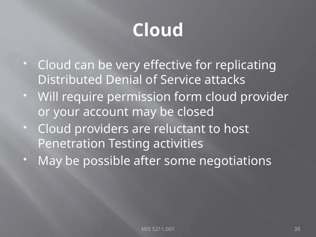 Intro to Ethical Hacking MIS 5211.001 Week 1 Site: - slide 39 of 73