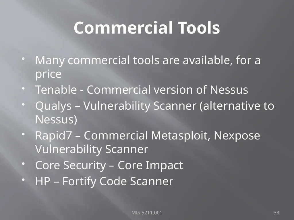 Intro to Ethical Hacking MIS 5211.001 Week 1 Site: - slide 33 of 73