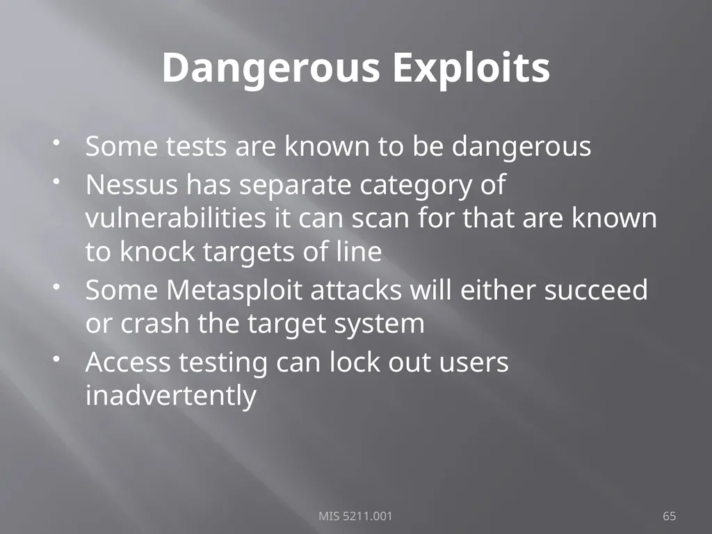 Intro to Ethical Hacking MIS 5211.001 Week 1 Site: - slide 65 of 73