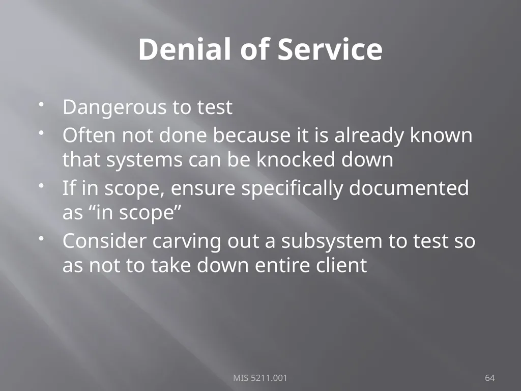 Intro to Ethical Hacking MIS 5211.001 Week 1 Site: - slide 64 of 73