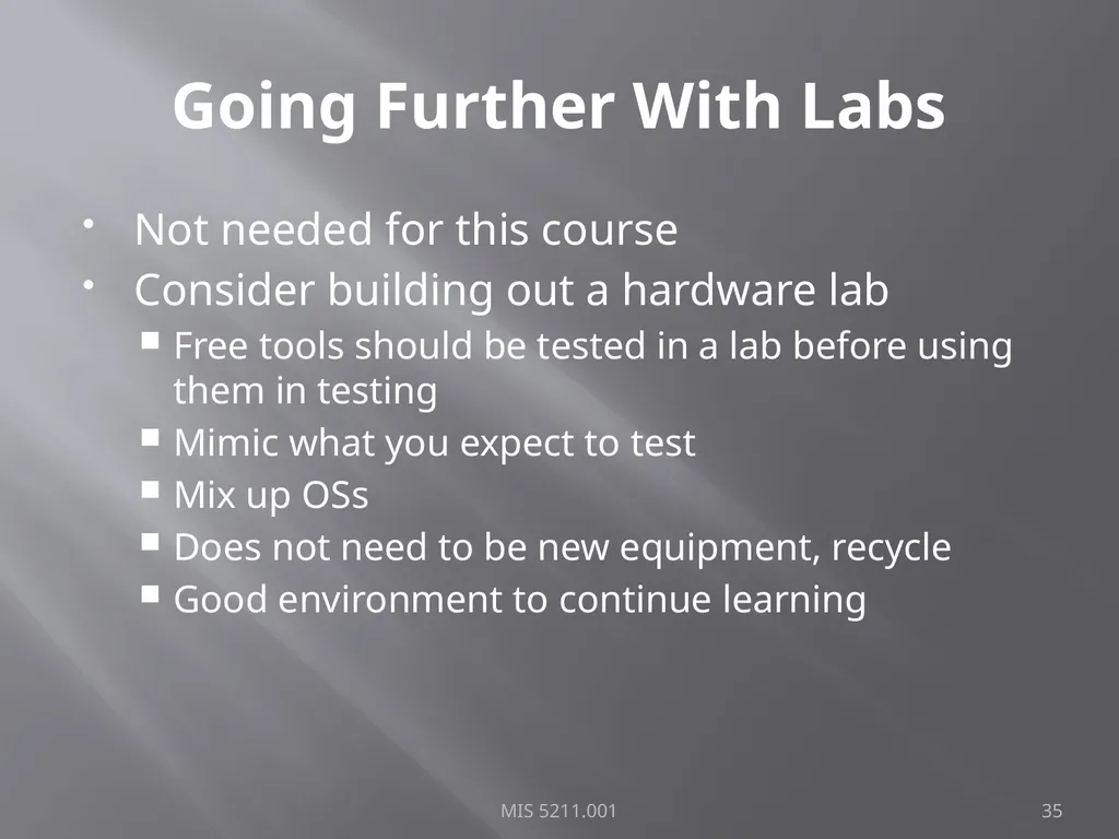 Intro to Ethical Hacking MIS 5211.001 Week 1 Site: - slide 35 of 73