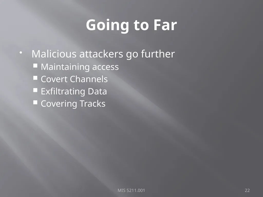 Intro to Ethical Hacking MIS 5211.001 Week 1 Site: - slide 22 of 73