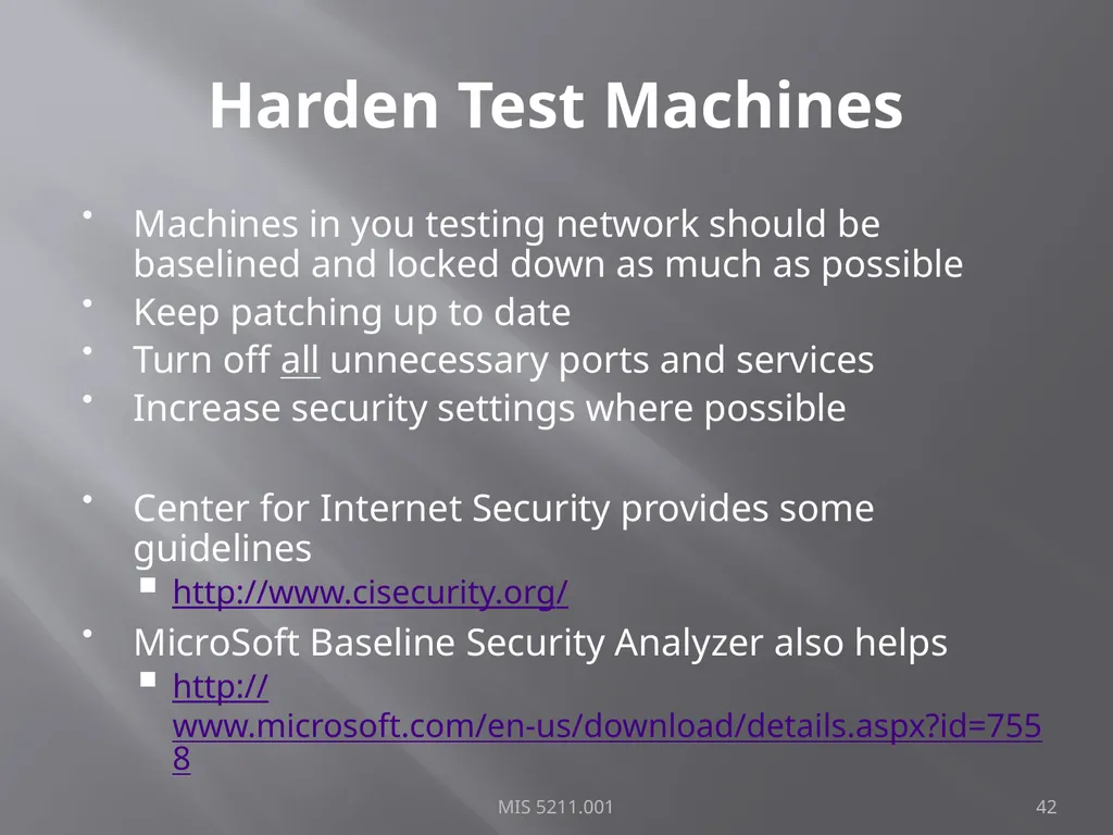 Intro to Ethical Hacking MIS 5211.001 Week 1 Site: - slide 42 of 73