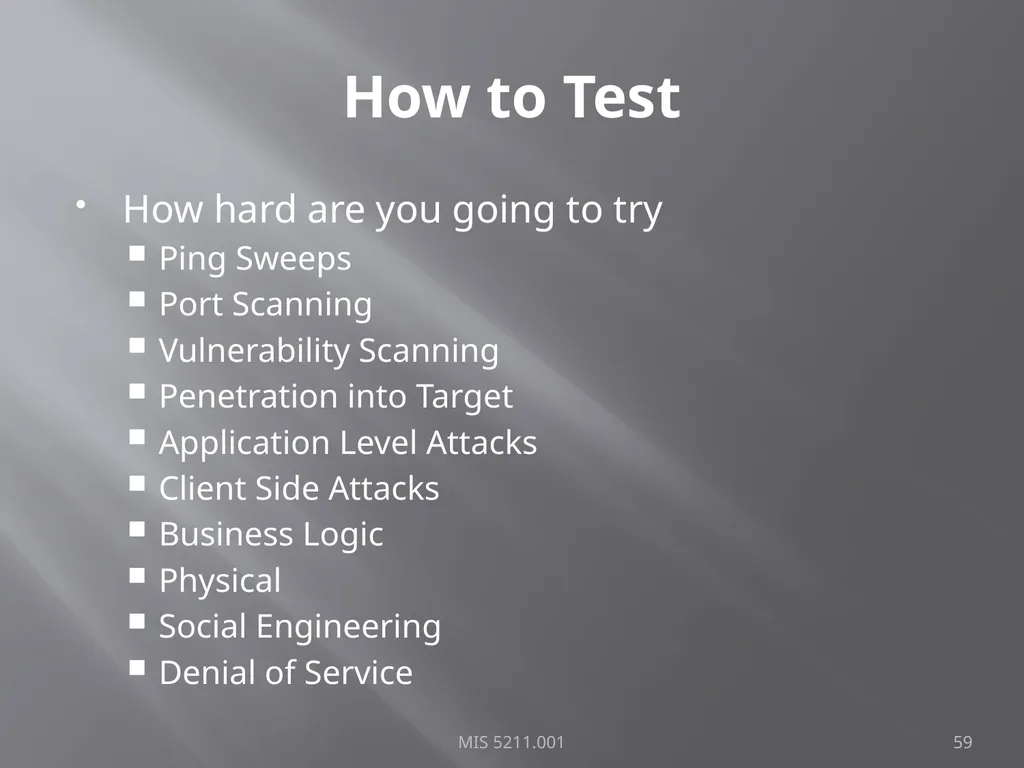 Intro to Ethical Hacking MIS 5211.001 Week 1 Site: - slide 59 of 73