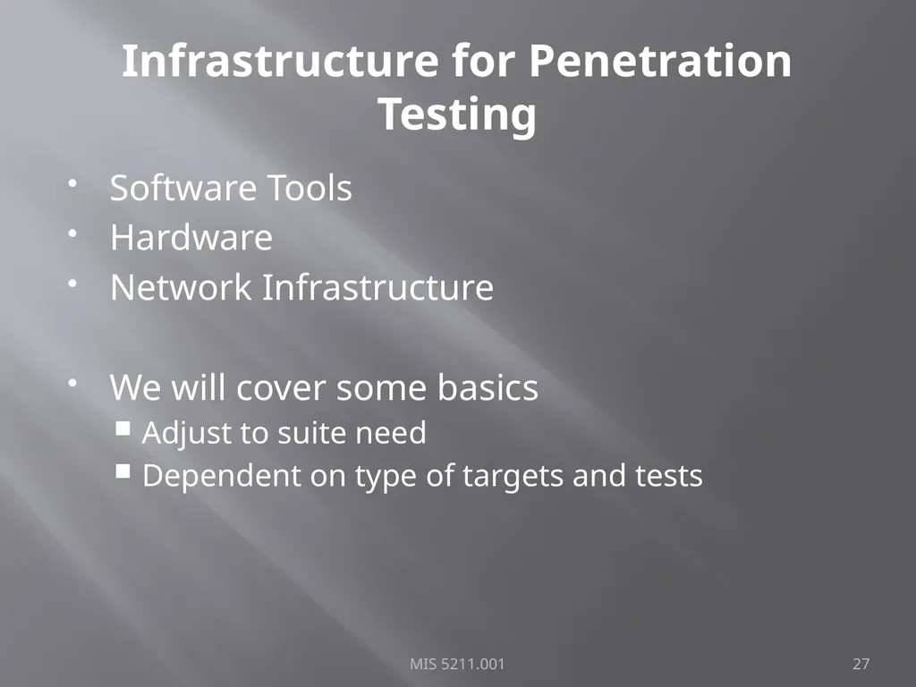 Intro to Ethical Hacking MIS 5211.001 Week 1 Site: - slide 27 of 73