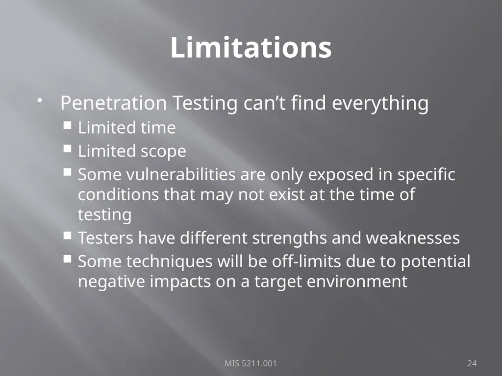 Intro to Ethical Hacking MIS 5211.001 Week 1 Site: - slide 24 of 73