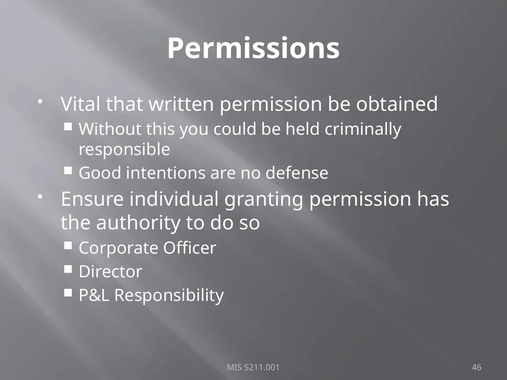 Intro to Ethical Hacking MIS 5211.001 Week 1 Site: - slide 46 of 73