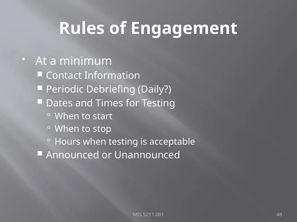 Intro to Ethical Hacking MIS 5211.001 Week 1 Site: - slide 48 of 73