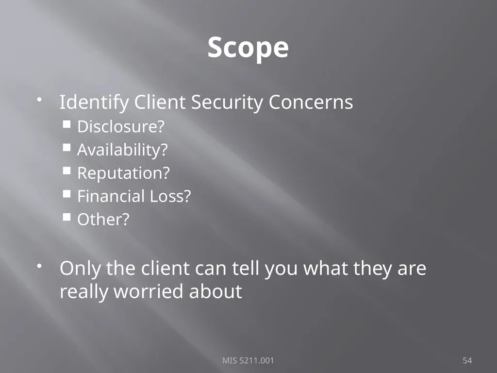 Intro to Ethical Hacking MIS 5211.001 Week 1 Site: - slide 54 of 73