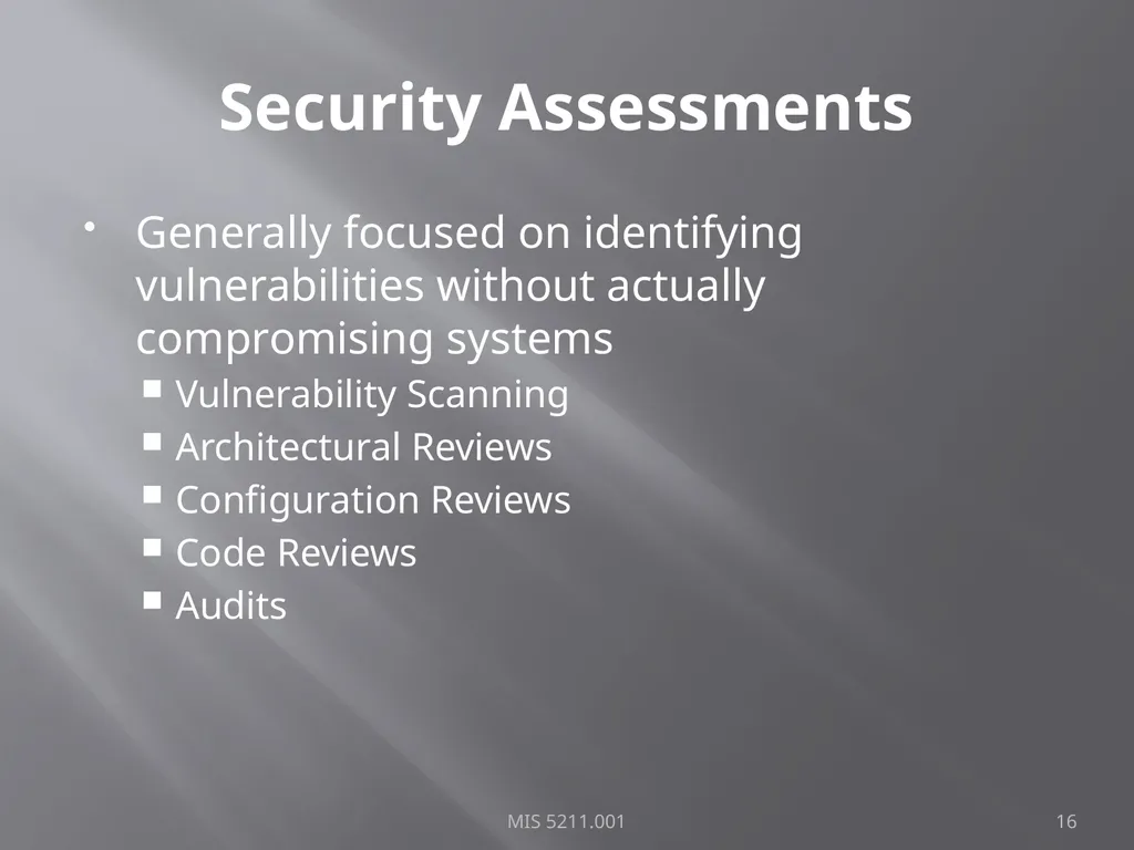 Intro to Ethical Hacking MIS 5211.001 Week 1 Site: - slide 16 of 73