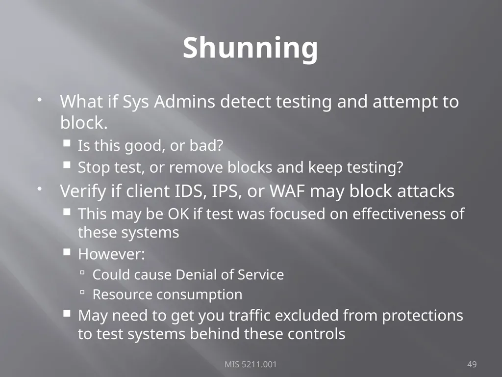 Intro to Ethical Hacking MIS 5211.001 Week 1 Site: - slide 49 of 73