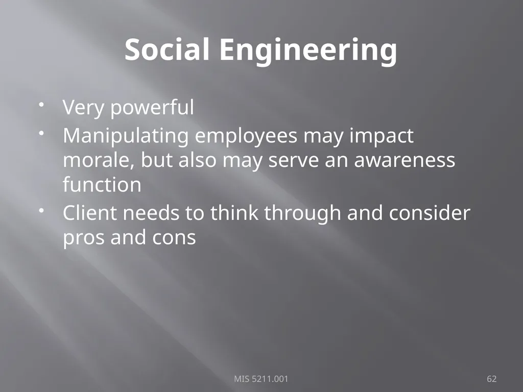 Intro to Ethical Hacking MIS 5211.001 Week 1 Site: - slide 62 of 73