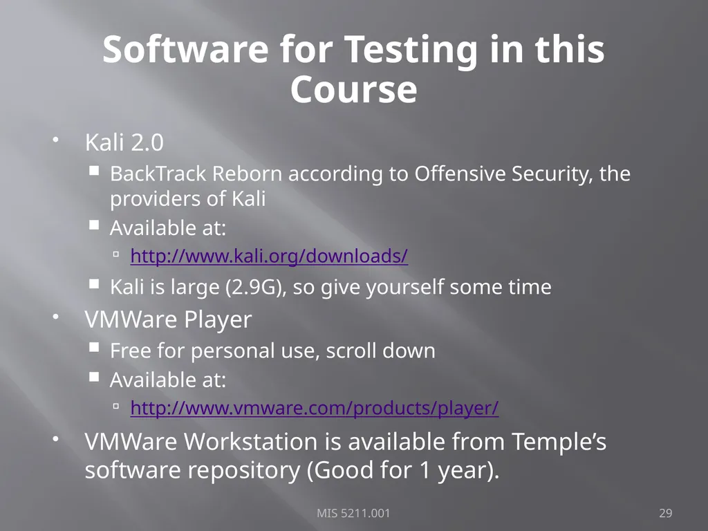 Intro to Ethical Hacking MIS 5211.001 Week 1 Site: - slide 29 of 73