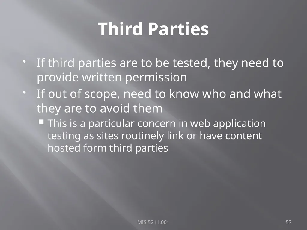 Intro to Ethical Hacking MIS 5211.001 Week 1 Site: - slide 57 of 73