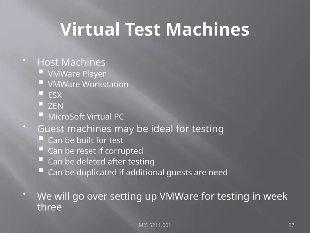 Intro to Ethical Hacking MIS 5211.001 Week 1 Site: - slide 37 of 73