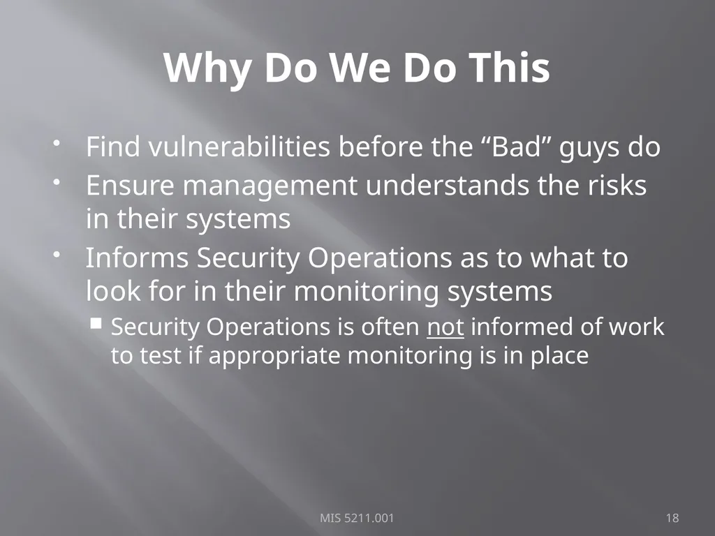 Intro to Ethical Hacking MIS 5211.001 Week 1 Site: - slide 18 of 73