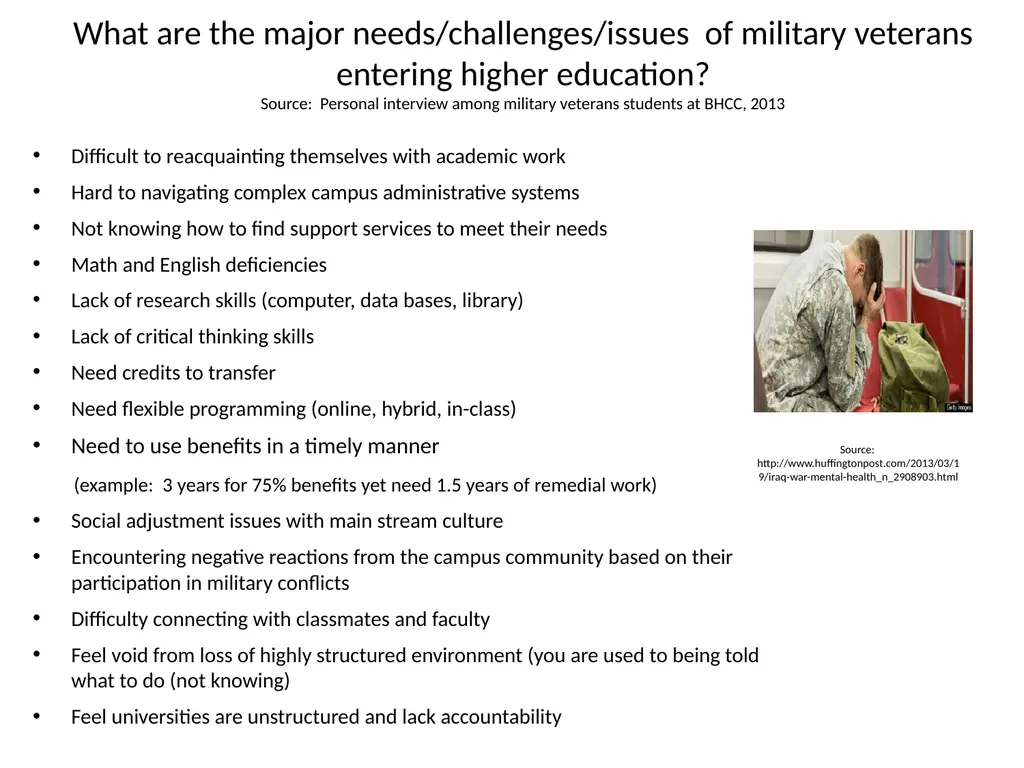 Working with Veteran Populations: Research, - slide 9 of 18