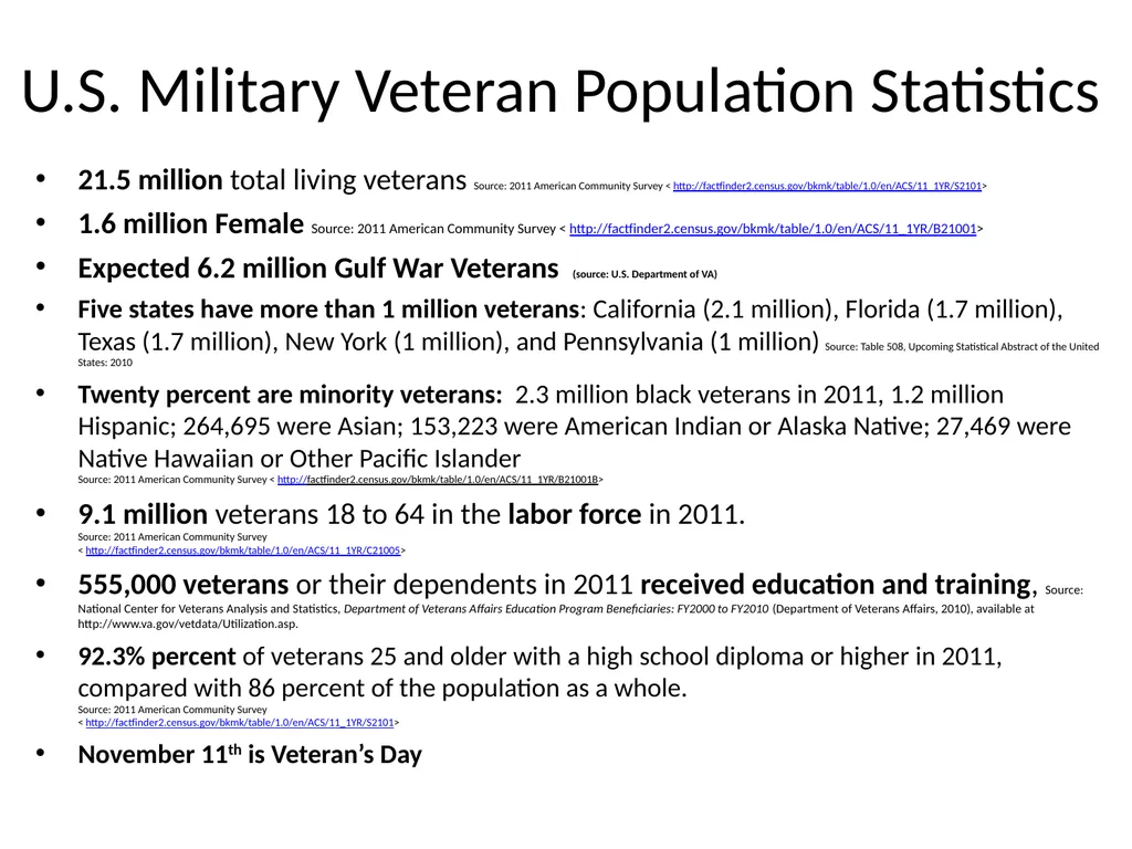 Working with Veteran Populations: Research, - slide 4 of 18