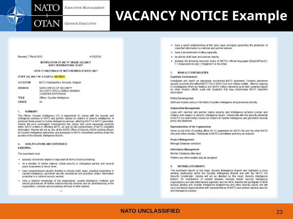UNDERSTANDING AND PREPARING FOR EMPLOYMENT AT NATO - slide 19 of 39
