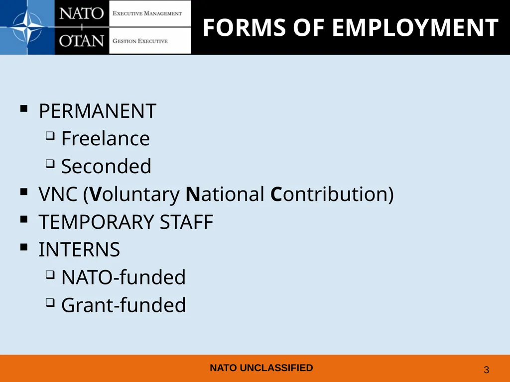 UNDERSTANDING AND PREPARING FOR EMPLOYMENT AT NATO - slide 3 of 39