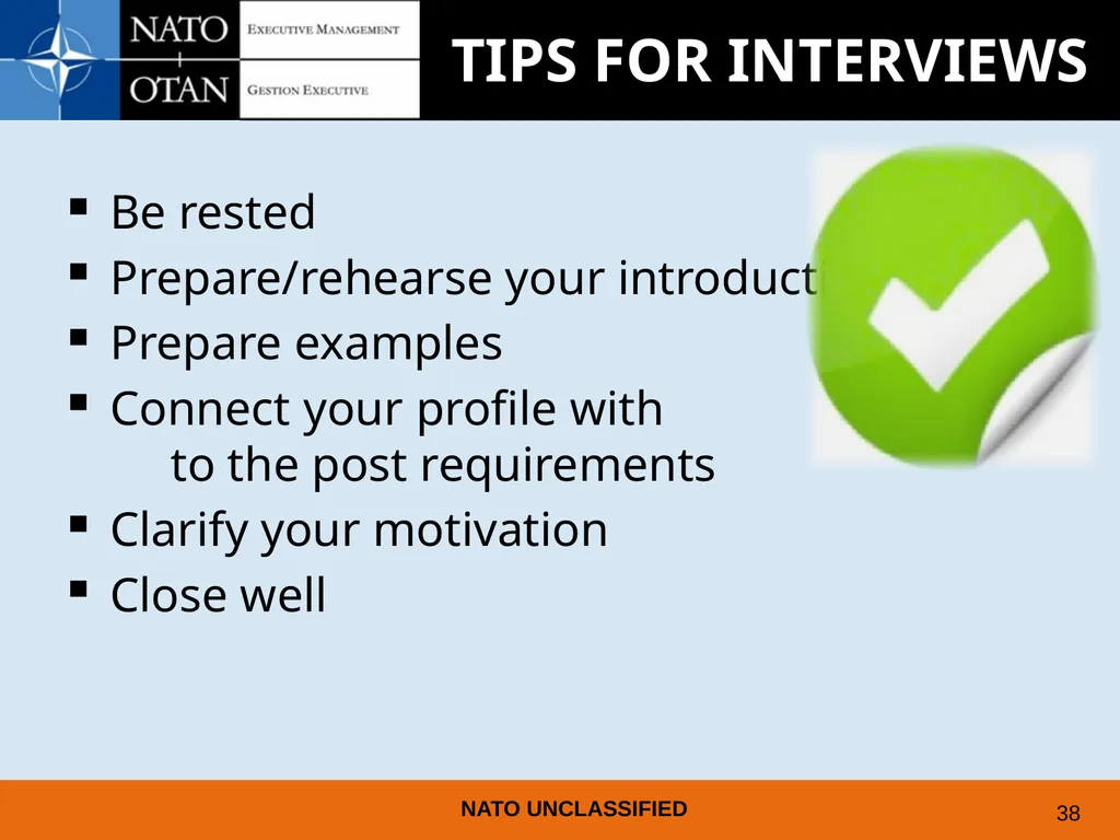 UNDERSTANDING AND PREPARING FOR EMPLOYMENT AT NATO - slide 34 of 39