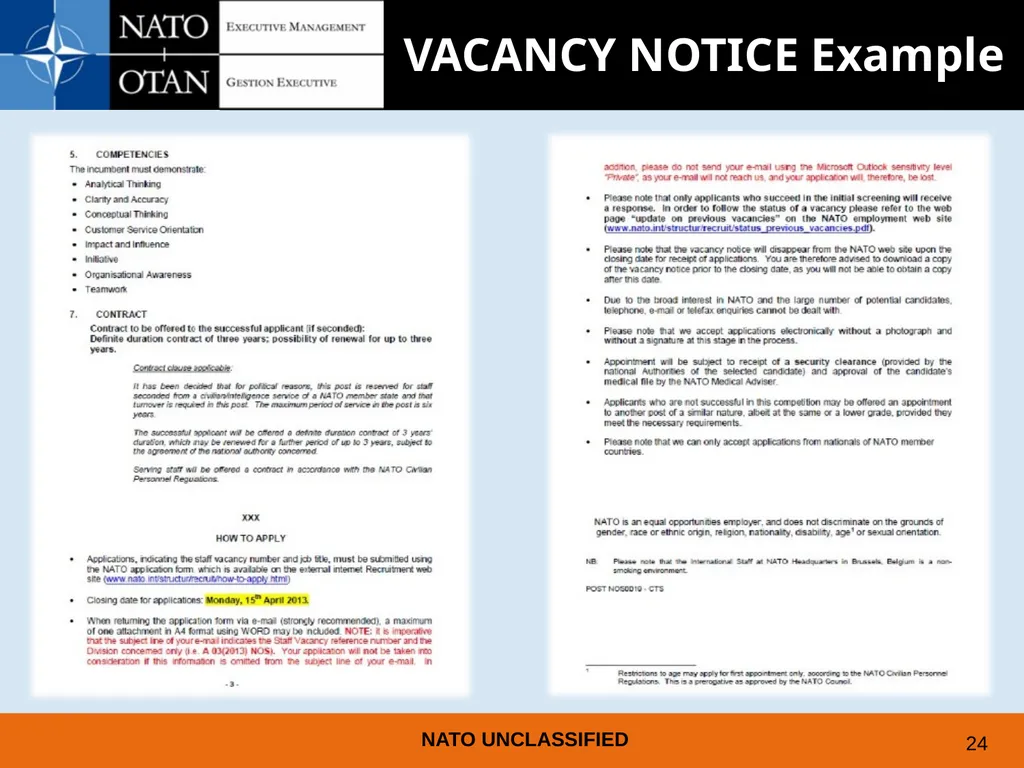 UNDERSTANDING AND PREPARING FOR EMPLOYMENT AT NATO - slide 20 of 39