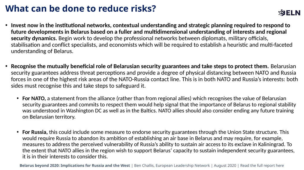 Belarus beyond 2020 Implications for Russia and - slide 8 of 9