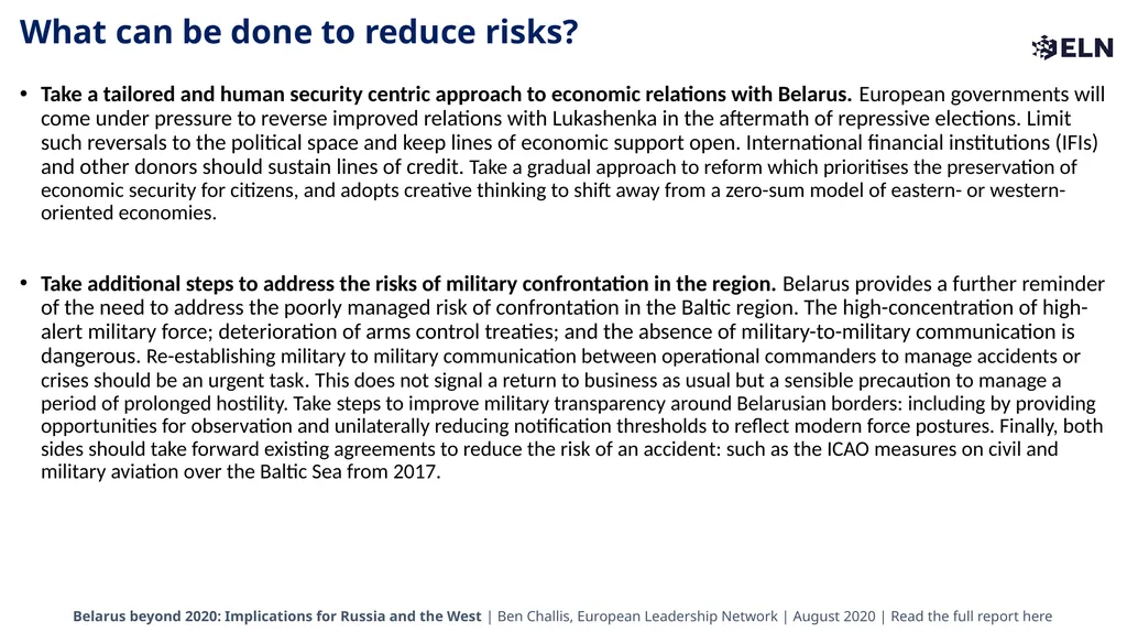 Belarus beyond 2020 Implications for Russia and - slide 9 of 9