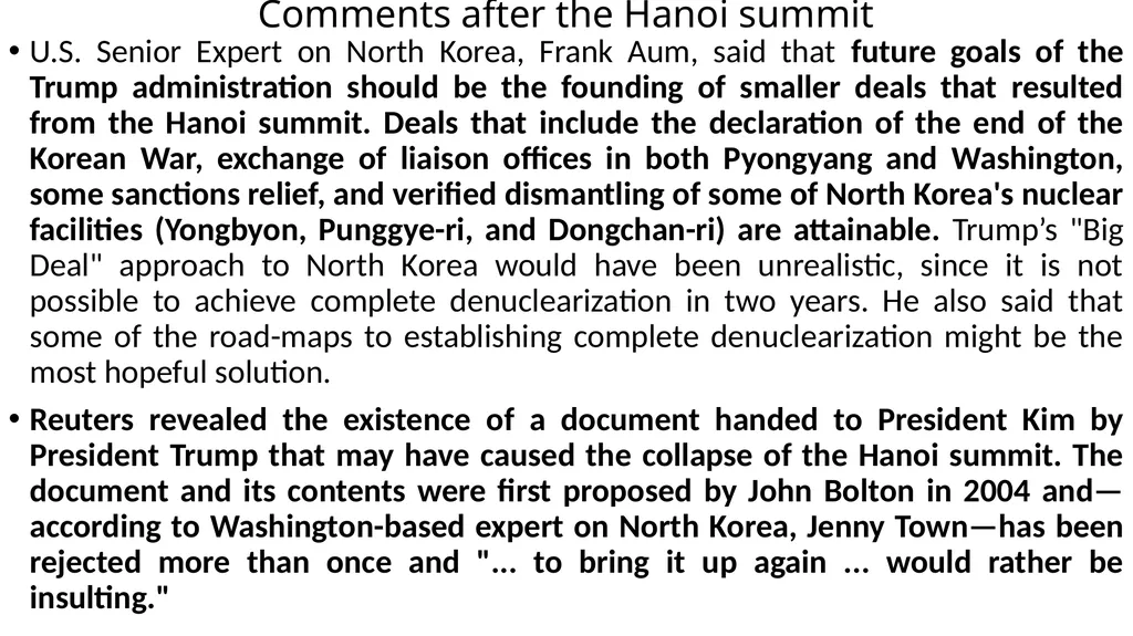 2019년 2월 북미정상회담 North Korea – U. S. summits in - slide 13 of 27