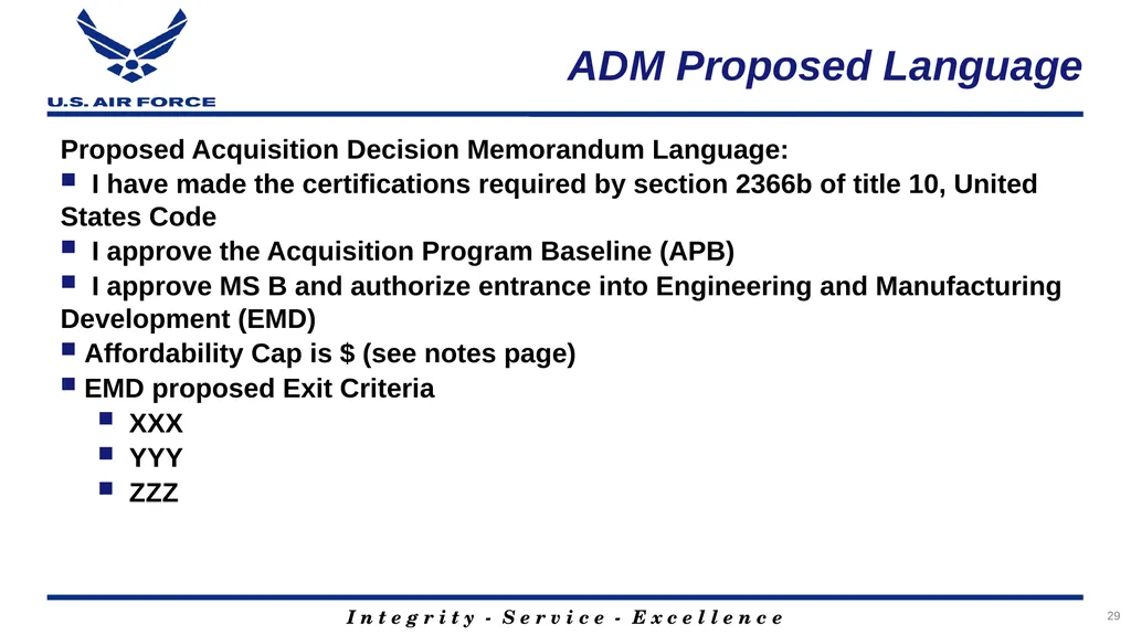 Program Title Air Force Review Board (AFRB) Date - slide 29 of 35