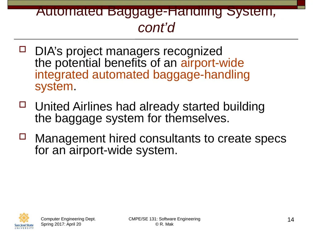 CMPE/SE 131 Software Engineering April 20 Class - slide 14 of 40