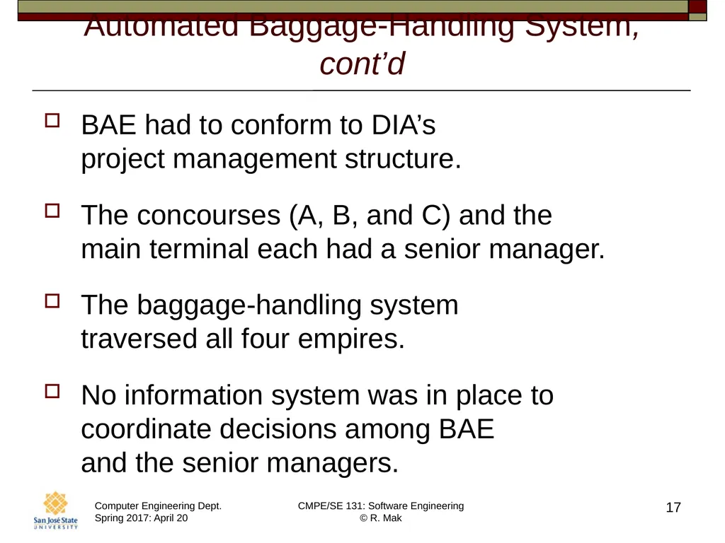 CMPE/SE 131 Software Engineering April 20 Class - slide 17 of 40