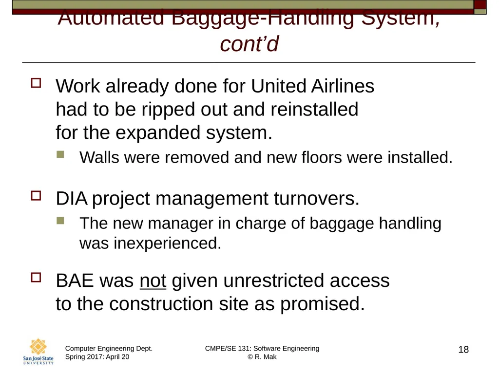 CMPE/SE 131 Software Engineering April 20 Class - slide 18 of 40