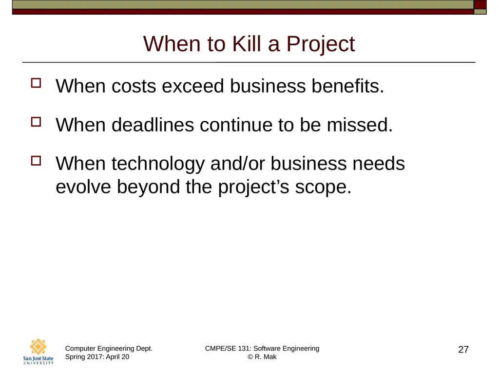 CMPE/SE 131 Software Engineering April 20 Class - slide 27 of 40