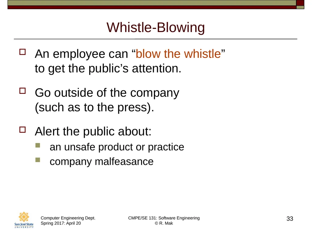 CMPE/SE 131 Software Engineering April 20 Class - slide 33 of 40