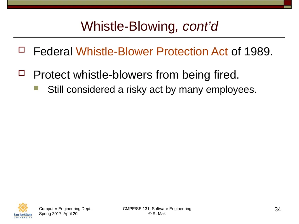 CMPE/SE 131 Software Engineering April 20 Class - slide 34 of 40