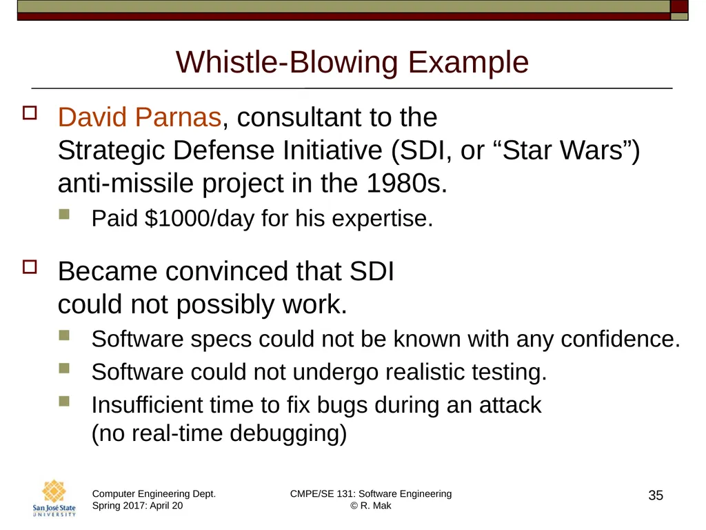 CMPE/SE 131 Software Engineering April 20 Class - slide 35 of 40