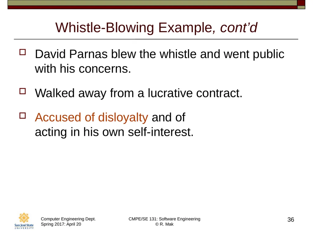 CMPE/SE 131 Software Engineering April 20 Class - slide 36 of 40