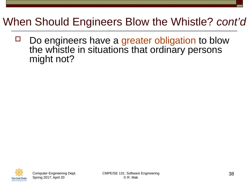 CMPE/SE 131 Software Engineering April 20 Class - slide 38 of 40