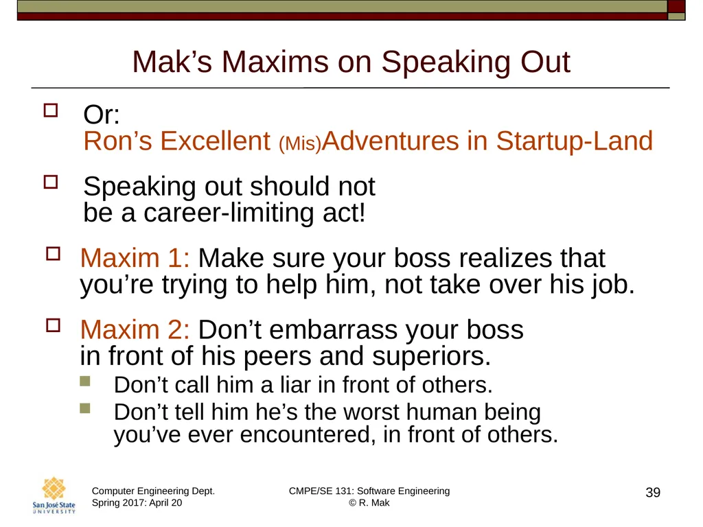 CMPE/SE 131 Software Engineering April 20 Class - slide 39 of 40