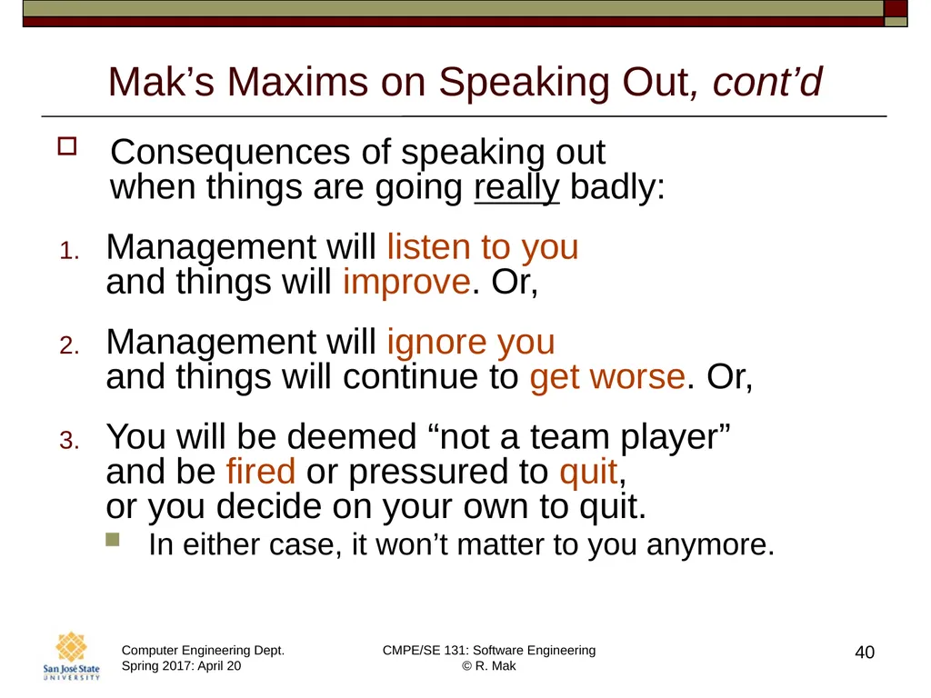 CMPE/SE 131 Software Engineering April 20 Class - slide 40 of 40