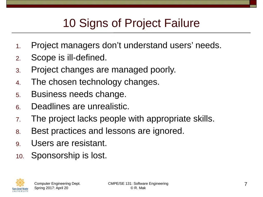 CMPE/SE 131 Software Engineering April 20 Class - slide 7 of 40
