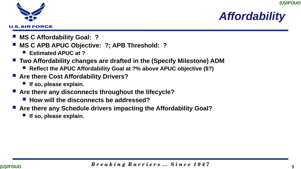 Program Title Air Force Review Board (AFRB) Date - slide 9 of 38