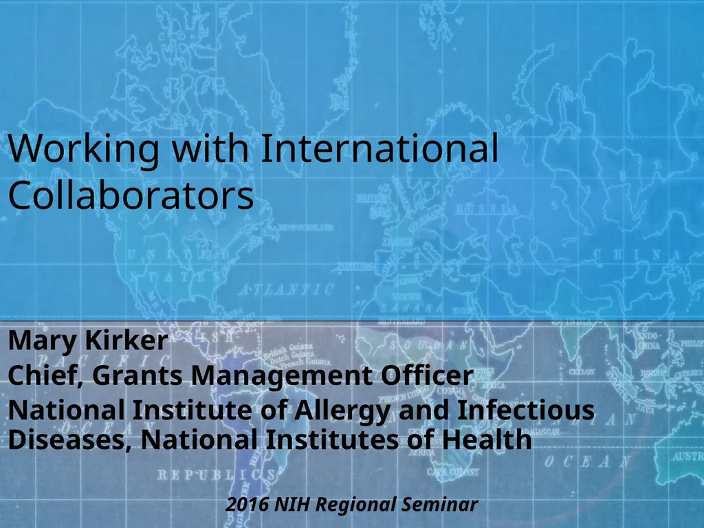 Working with International Collaborators Mary - slide 1 of 35