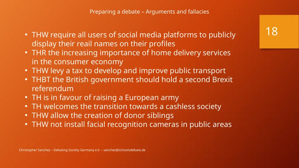 Preparing a debate – Arguments and fallacies - slide 18 of 37