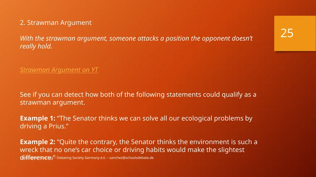 Preparing a debate – Arguments and fallacies - slide 25 of 37