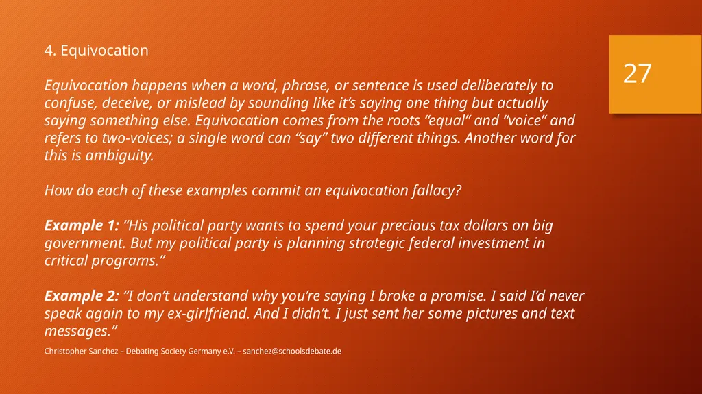 Preparing a debate – Arguments and fallacies - slide 27 of 37